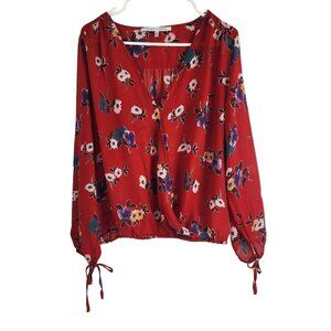 Collective Concepts XL Floral Blouse Red Long Sleeve Womens Top